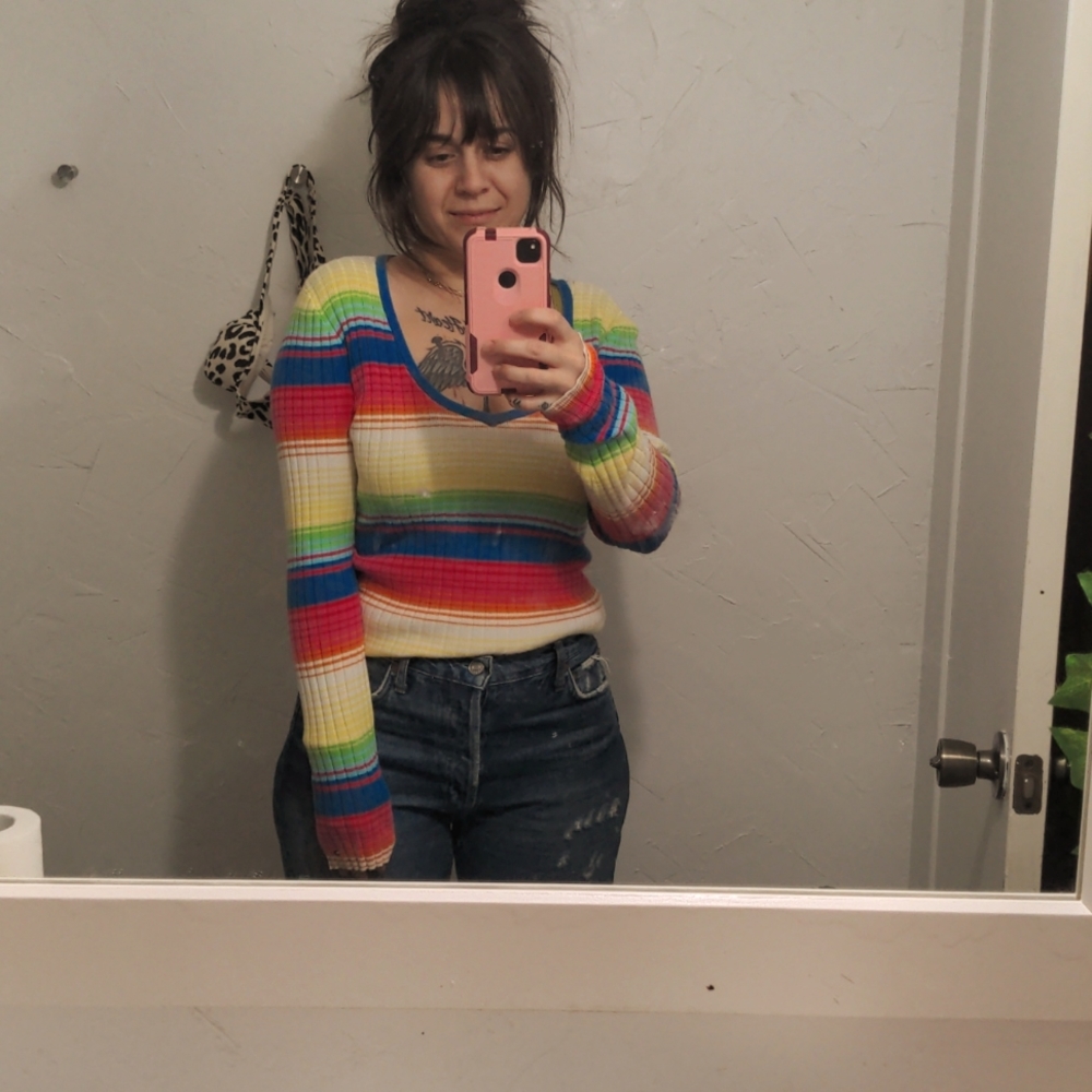 Tommy Hilfiger Rib Long Sleeve Rainbow Top Excellent condition!